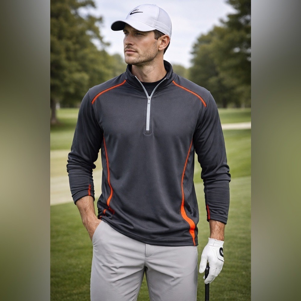 Walter Hagen Quarter Zip Performance Pullover Men's XL Gray Orange Golf Athletic